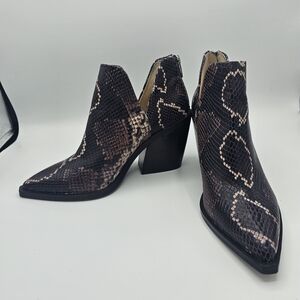 Vince Camuto Black and Brown Patterned Ankle Boots